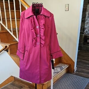 👗Speak 2 Me Women’s Pink Ruffle-Front Coat